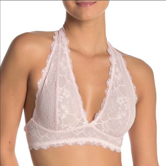 Free People Galloon Halter Lace Bralette Pink XS - Picture 5 of 8